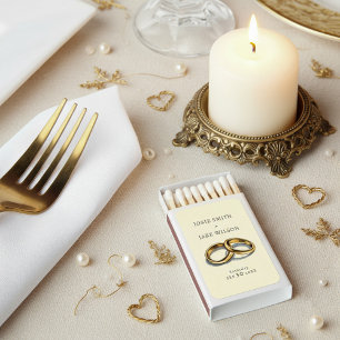 Classic Gold Wedding Rings Matchbox Favor Matchboxes