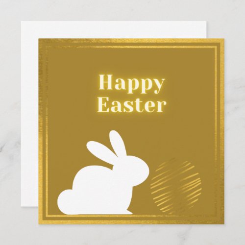 Classic Gold White Bunny Easter Card