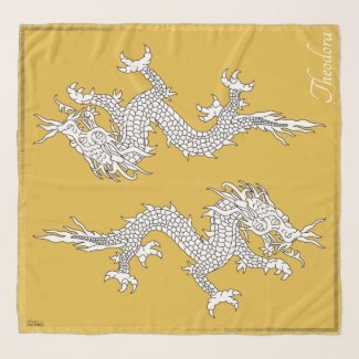 Classic Gold White Dragons Scarf