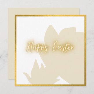 Classic Gold White Floral Easter Card