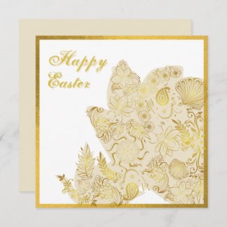 Classic Gold White Floral Easter Card