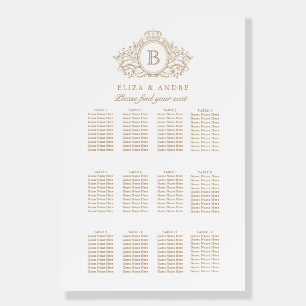 Classic Gold White Wedding Seating Chart Foam Board