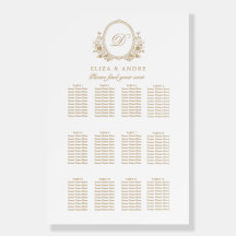 Classic Gold White Wedding Seating Chart