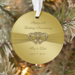 Classic Golden 50th Anniversary Acrylic Photo Ornament