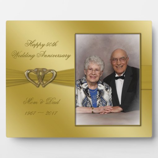 Classic Golden 50th Anniversary Photo Plaque | Zazzle