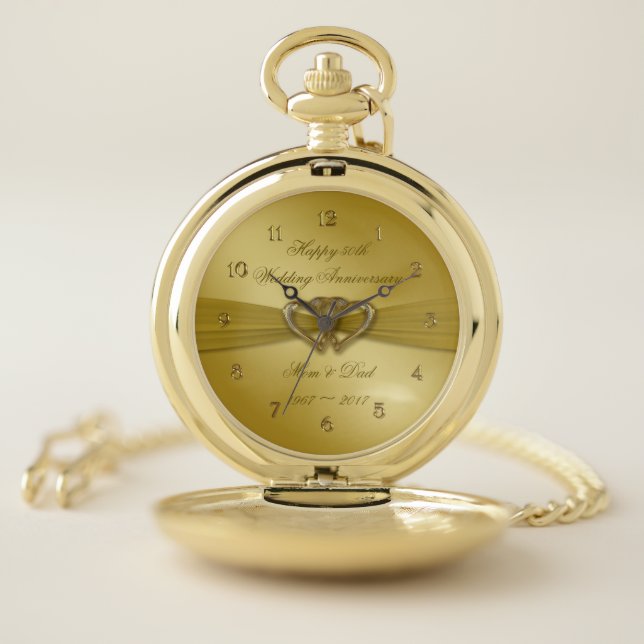 Classic Golden 50th Anniversary Pocket Watch (Inside)
