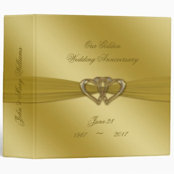 Classic Golden 50th Wedding Anniversary 2" Binder by Digitalbcon at Zazzle