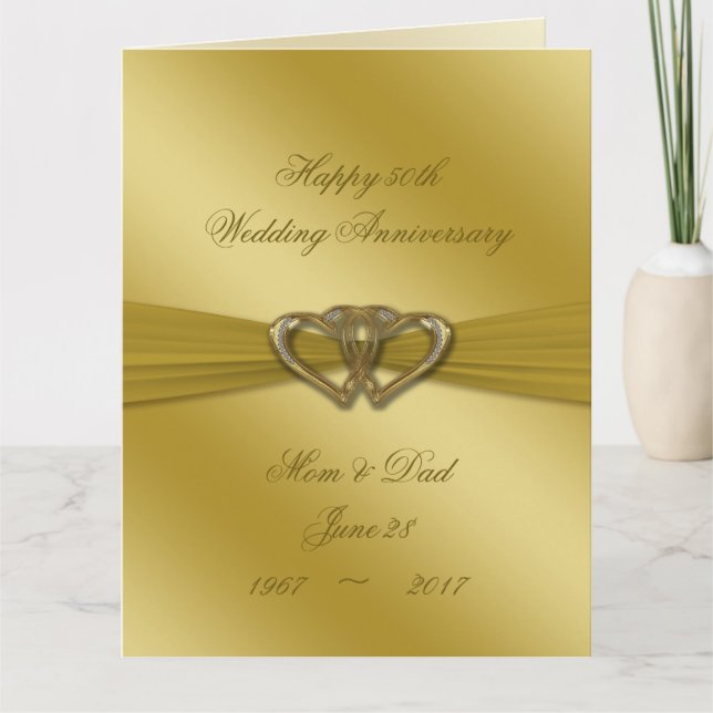 Classic Golden 50th Wedding Anniversary 8.5x11 Card (Front)