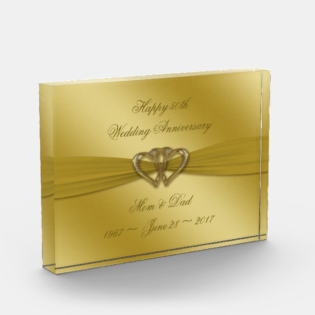 Classic Golden 50th Wedding Anniversary Award (Left)