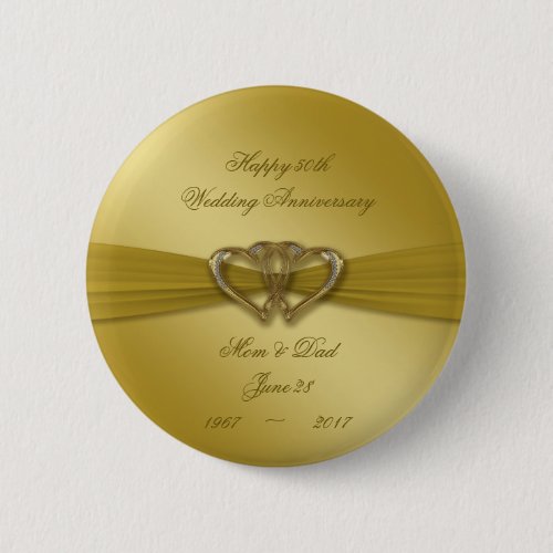 Classic Golden 50th Wedding Anniversary Button