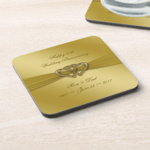 Classic Golden 50th Wedding Anniversary Coasters