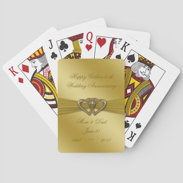Classic Golden 50th Wedding Anniversary Poker Cards (Back)