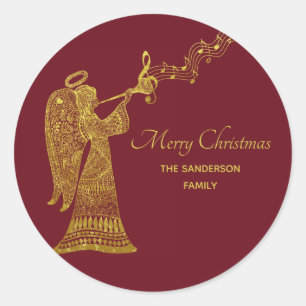 Classic Golden Angel with music Classic Round Sticker