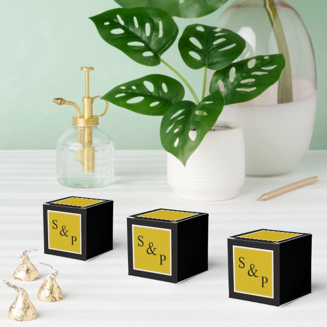  Classic Golden Bride & Groom Monogram Wedding Favor Boxes (Multiple)