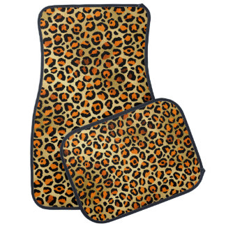 Classic Golden Leopard Print Pattern Car Floor Mat