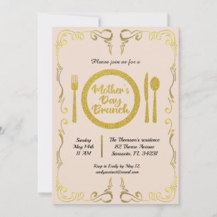 Classic Golden Mother's Day Brunch Invitation