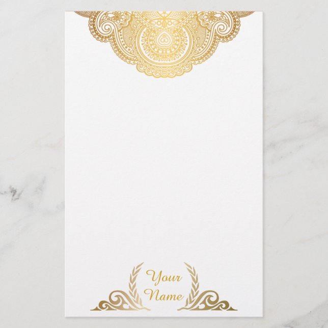 Classic Golden Personalized Stationery (Front)