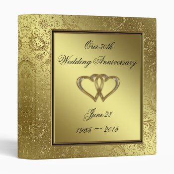 Classic Golden Wedding Anniversary 1" Binder by Digitalbcon at Zazzle