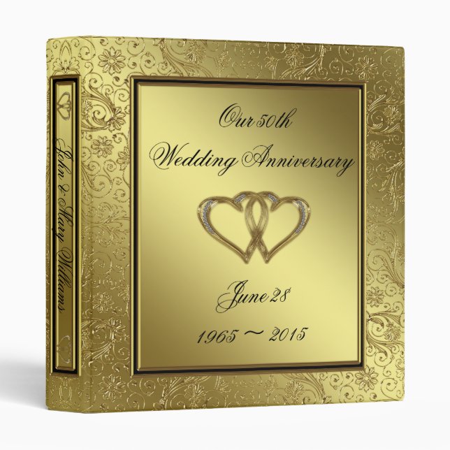 Classic Golden Wedding Anniversary 1" Binder (Front/Spine)