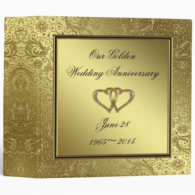 Classic Golden Wedding Anniversary 2" Binder (Front/Spine)