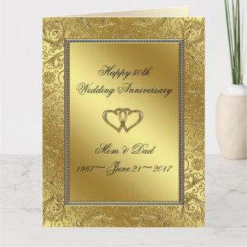Classic Golden Wedding Anniversary 8.5x11 Card by CreativeCardDesign at Zazzle