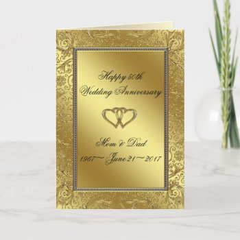Classic Golden Wedding Anniversary Greeting Card by CreativeCardDesign at Zazzle