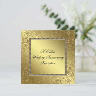 Classic Golden Wedding Anniversary Invitation Card