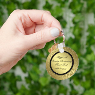 Classic Golden Wedding Anniversary Key Chain