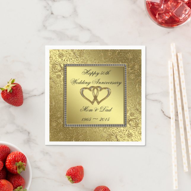 Classic Golden Wedding Anniversary Paper Napkins (Insitu)
