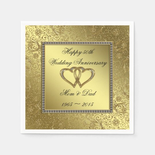Classic Golden Wedding Anniversary Paper Napkins