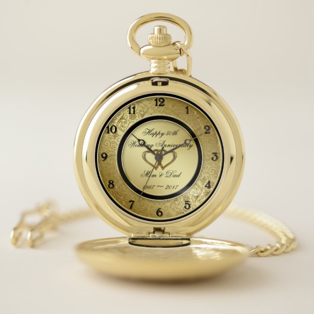 Classic Golden Wedding Anniversary Pocket Watch (Inside)