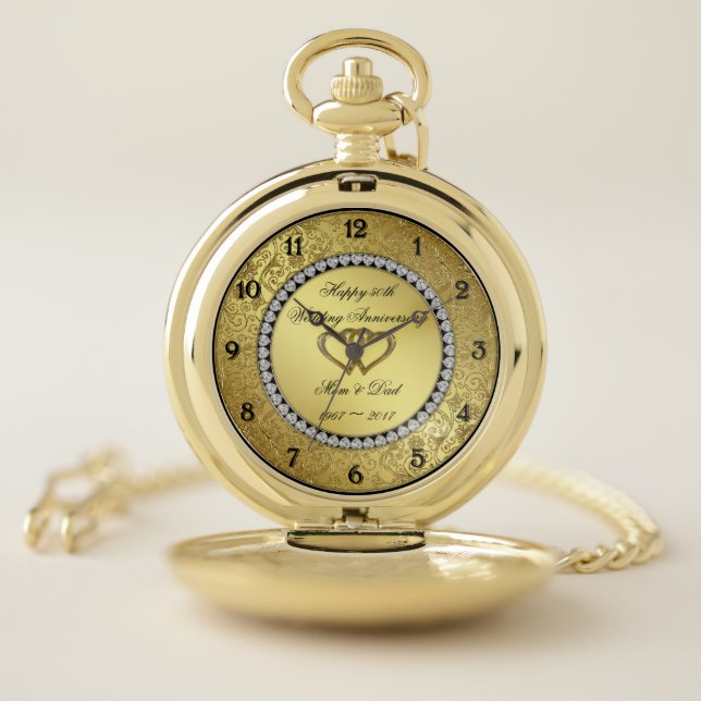 Classic Golden Wedding Anniversary Pocket Watch (Inside)