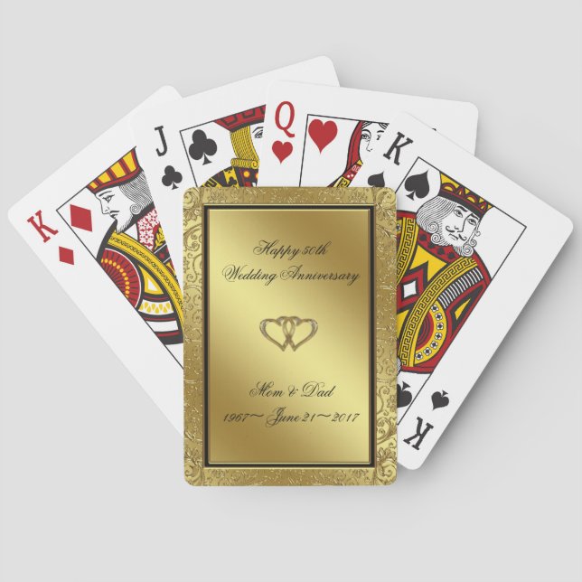 Classic Golden Wedding Anniversary Poker Cards (Back)