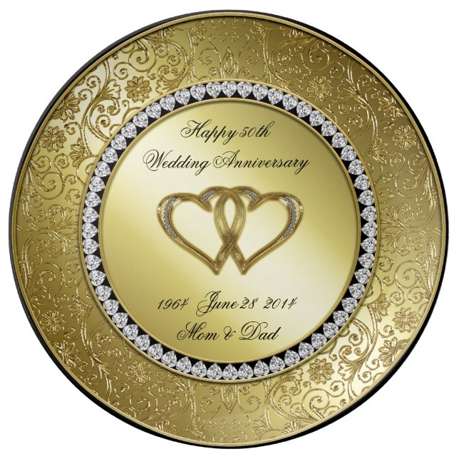 Classic Golden Wedding Anniversary Porcelain Plate (Front)