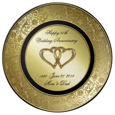 Classic Golden Wedding Anniversary Porcelain Plate