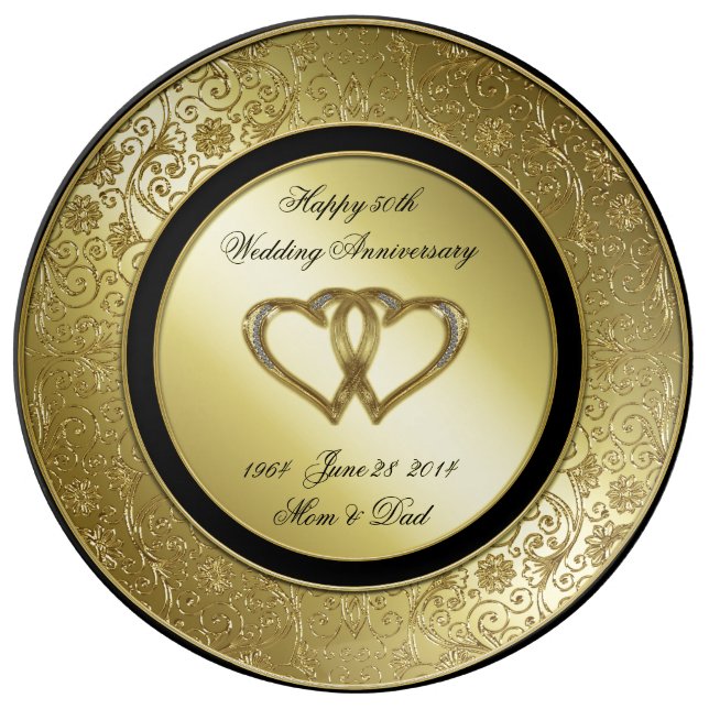 Classic Golden Wedding Anniversary Porcelain Plate (Front)