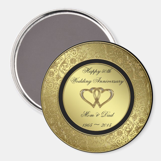 Classic Golden Wedding Anniversary Round Magnet (Front/Back)