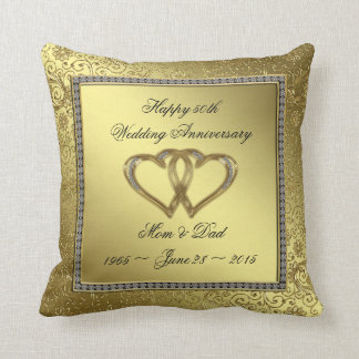 Classic Golden Wedding Anniversary Throw Pillow
