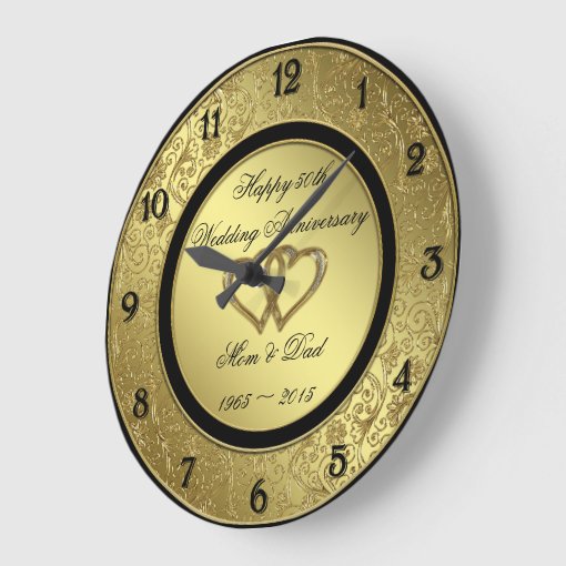 Classic Golden Wedding Anniversary Wall Clock Zazzle