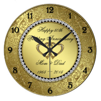 Classic Golden Wedding Anniversary Wall Clock