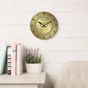Classic Golden Wedding Anniversary Wall Clock