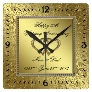 Classic Golden Wedding Anniversary Wall Clock