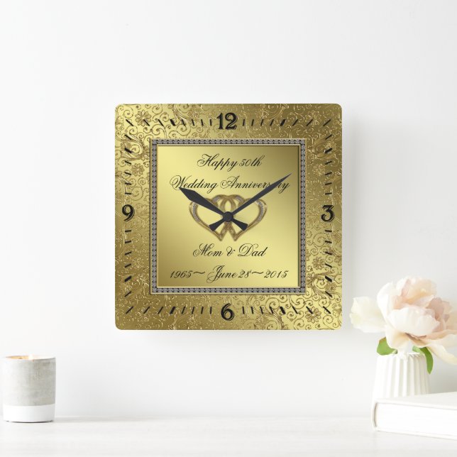 Classic Golden Wedding Anniversary Wall Clock (Home)