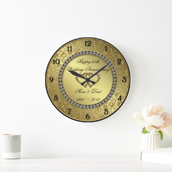 Classic Golden Wedding Anniversary Wall Clock by Digitalbcon at Zazzle
