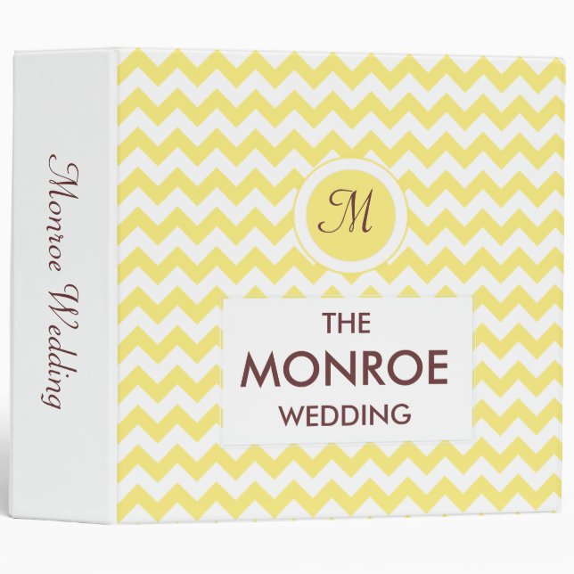 Classic Golden Yellow Chevron Pattern Binder (Front/Spine)