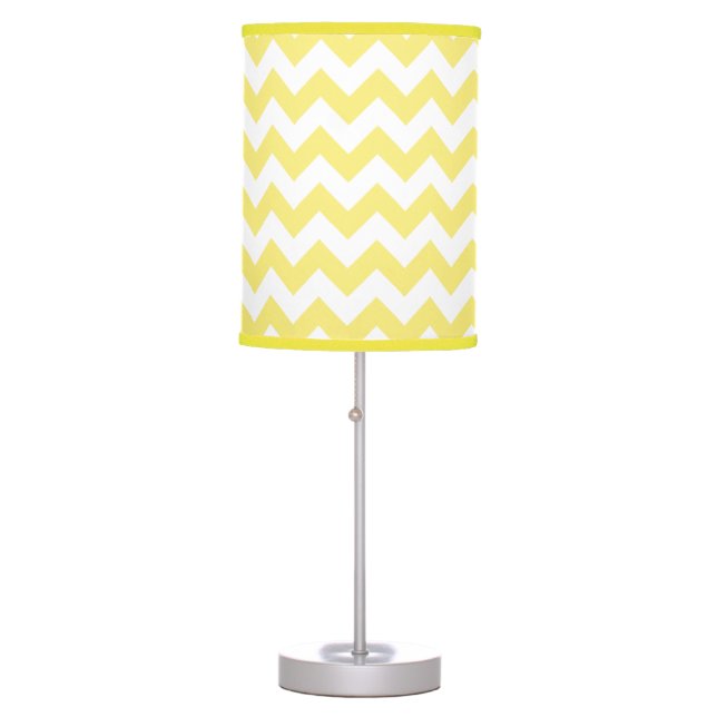 Classic Golden Yellow Chevron Pattern Table Lamp (Front)