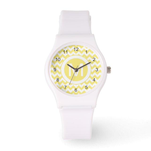 Classic Golden Yellow Chevron Pattern Watch (Front)