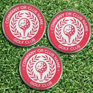 Classic Golf Ball Marker Set Custom Name Red