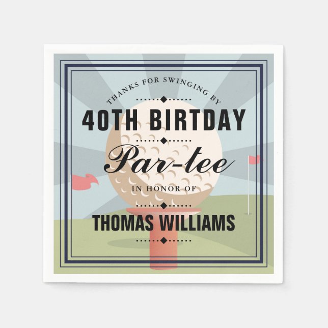 Classic Golf Birthday Partee Party  Napkins (Front)