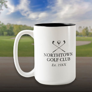 Classic Golf Club Name Personalized Two-Tone Coffee Mug